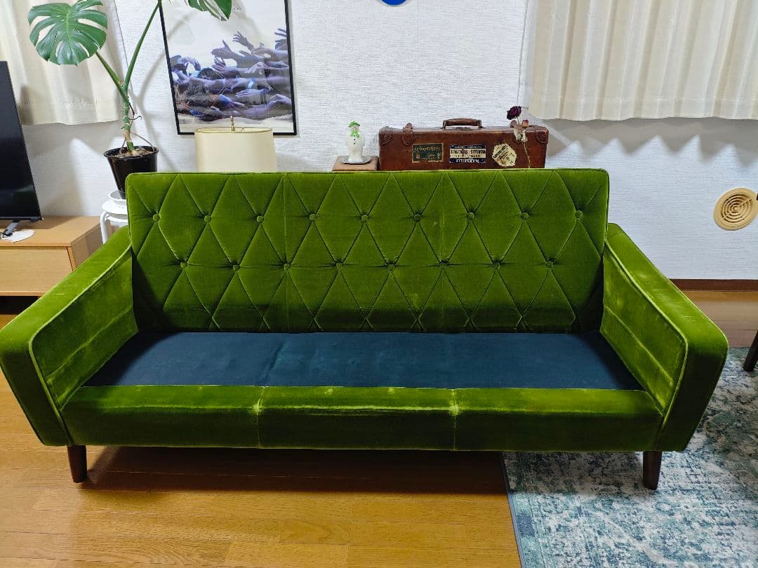 カリモク60 ロビーチェア 3シーター モケットグリーン