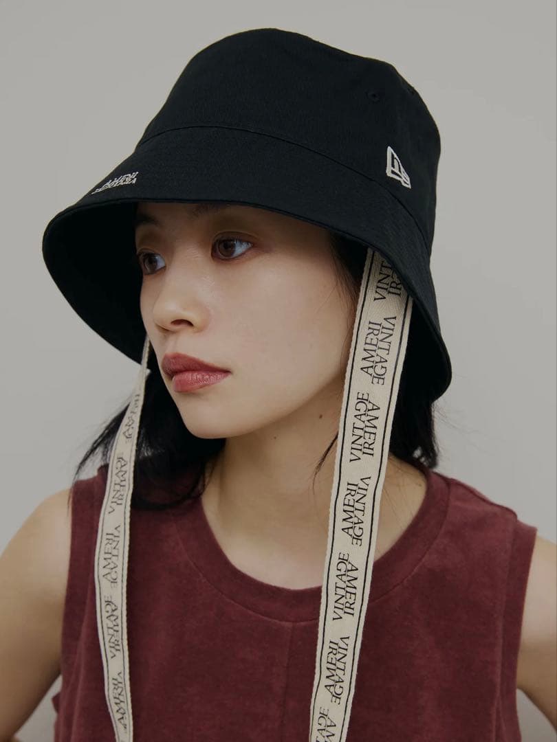 NEW ERA×Ameri LOGO TAPE BUCKET HAT 黒
