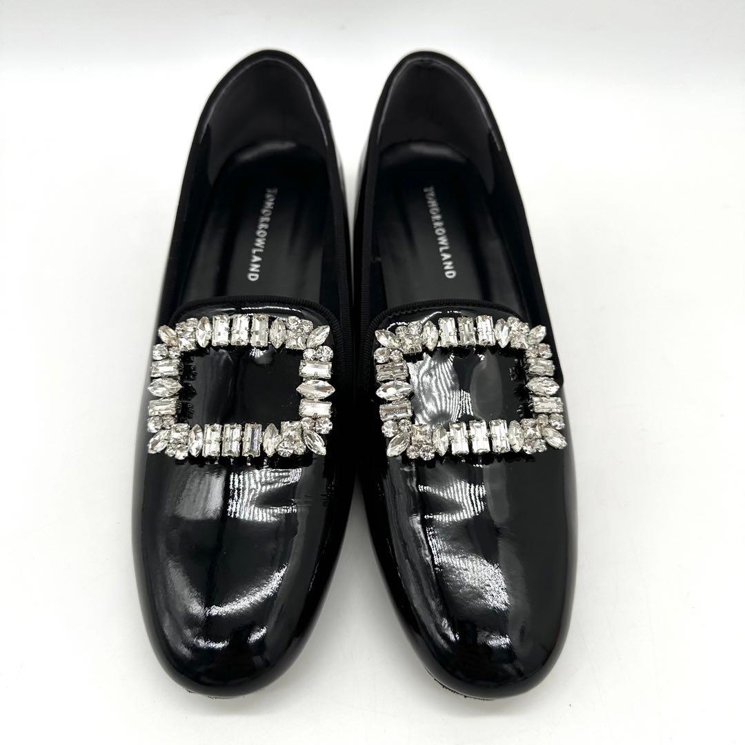 〈極美品〉TOMORROWLAND【23cm】ビジュー オペラローファー 黒