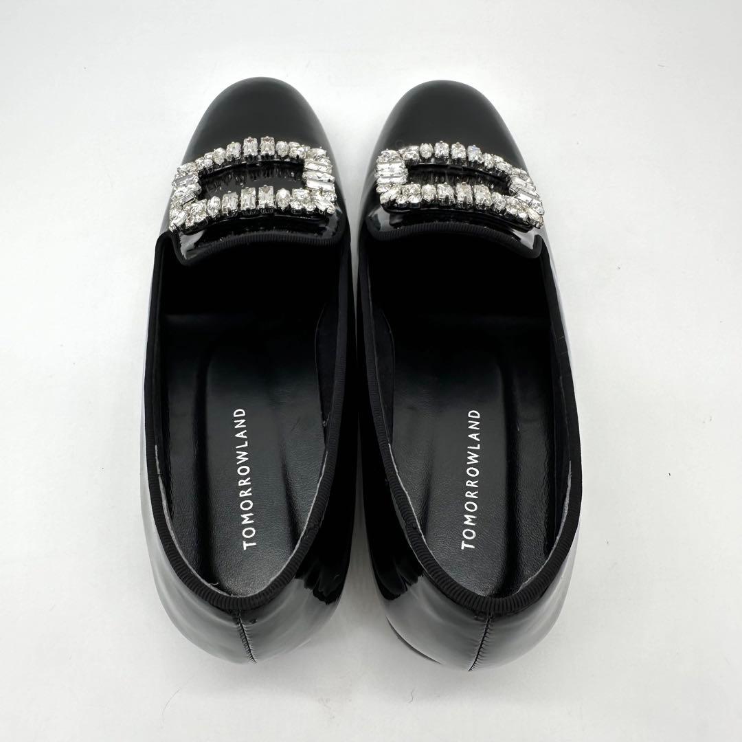 〈極美品〉TOMORROWLAND【23cm】ビジュー オペラローファー 黒