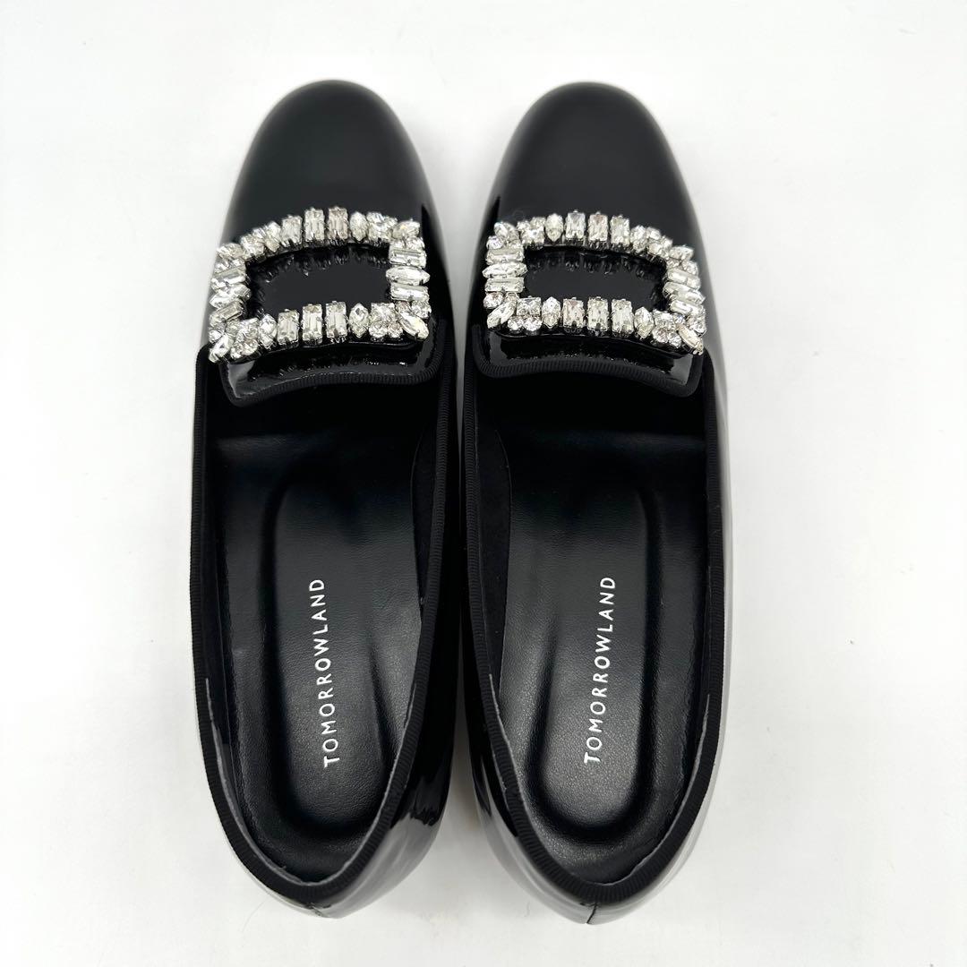 〈極美品〉TOMORROWLAND【23cm】ビジュー オペラローファー 黒