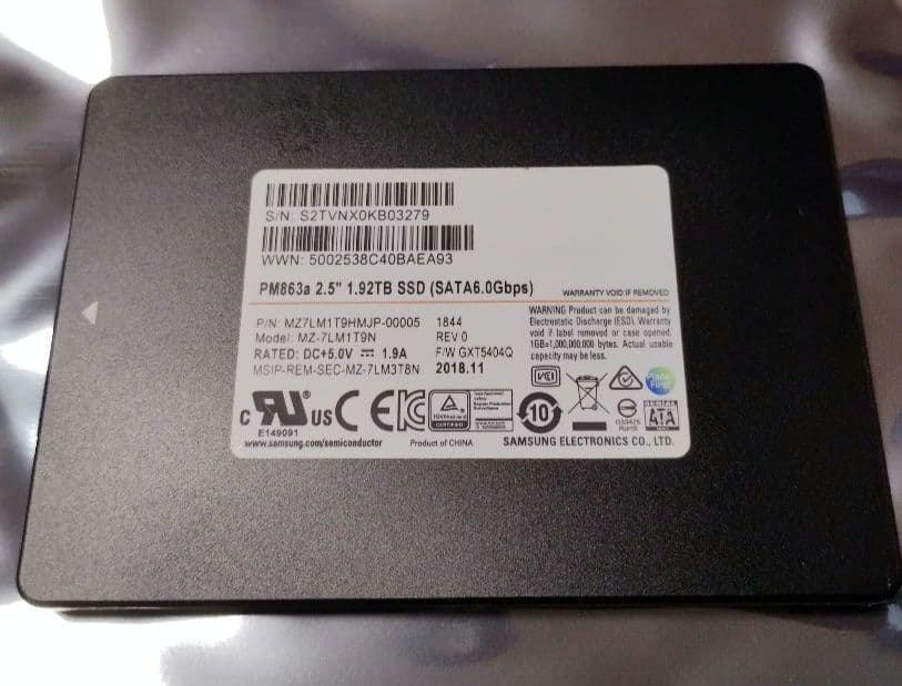 内蔵型SSD Samsung PM863a 2.5\