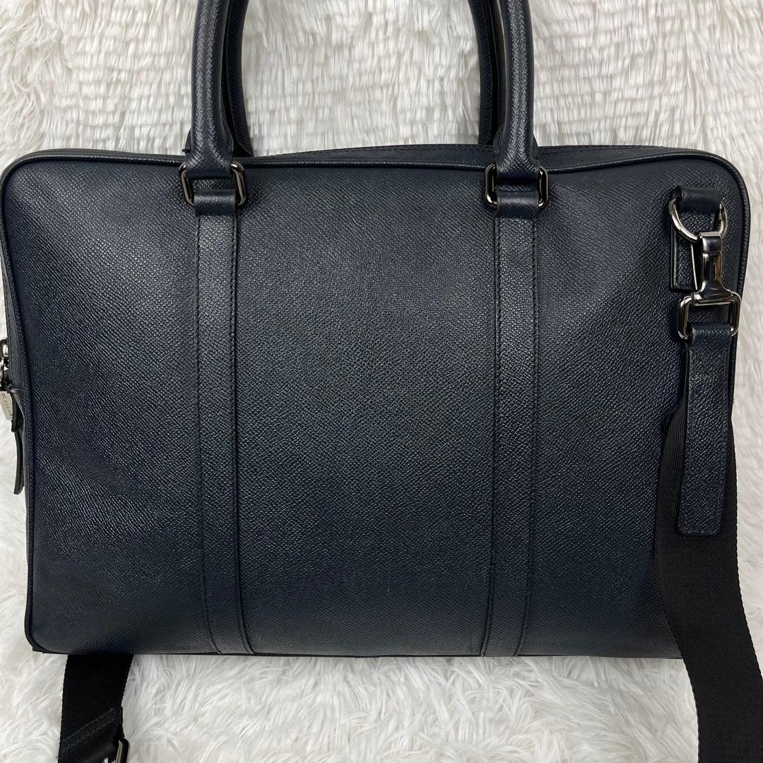 BURBERRY ビジネスバッグ　2way オールレザー　ネイビー