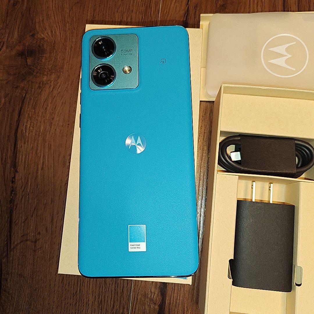 motorola スマートフォン 本体 青色 充電器付き