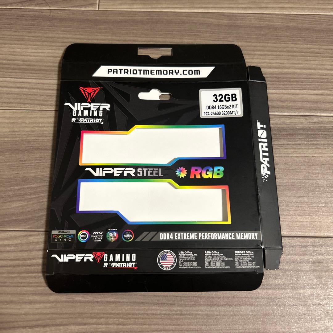 メモリー 32GB Patriot Memory Viper Steel RGB DDR4