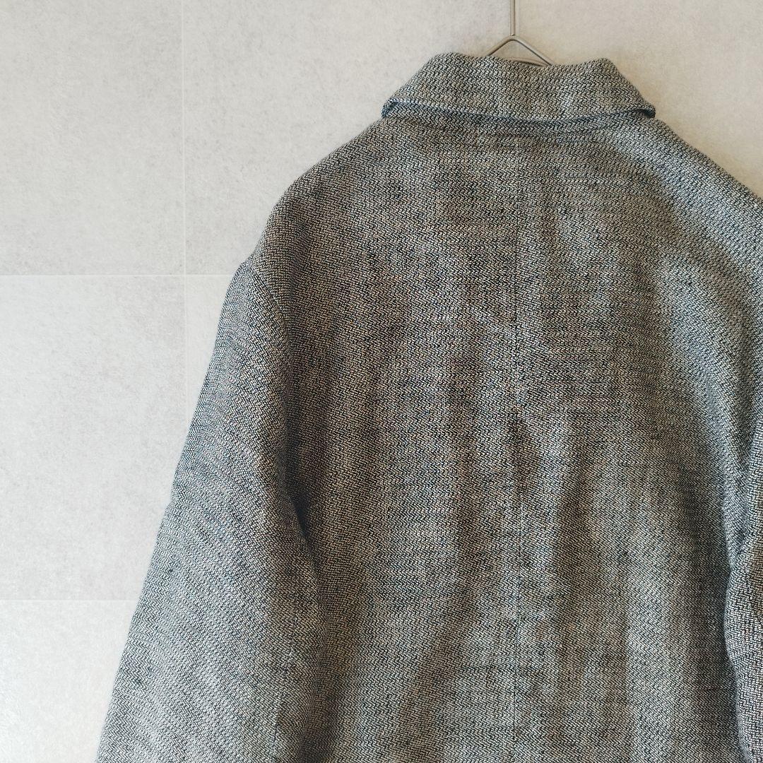 【美品】イチアンティークス 5釦リネンジャケット 麻100% チャコールグレー