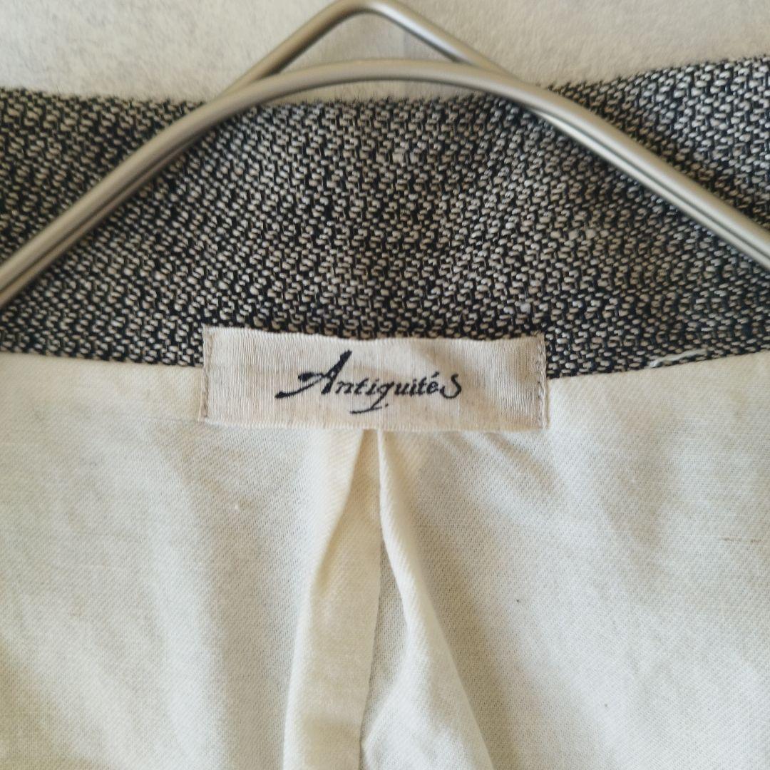 【美品】イチアンティークス 5釦リネンジャケット 麻100% チャコールグレー