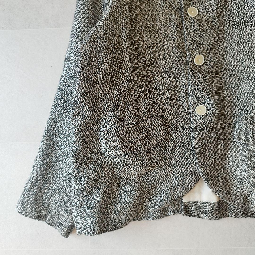 【美品】イチアンティークス 5釦リネンジャケット 麻100% チャコールグレー
