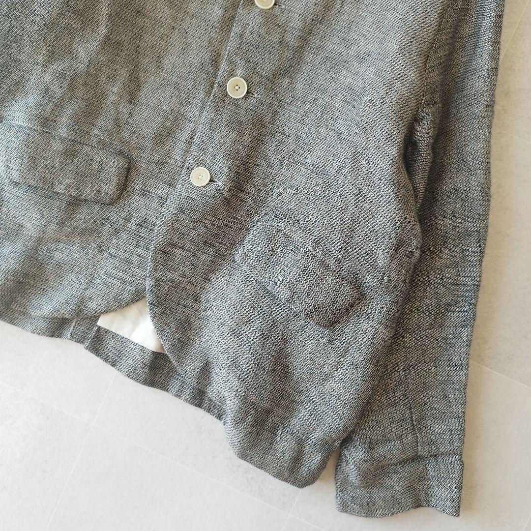 【美品】イチアンティークス 5釦リネンジャケット 麻100% チャコールグレー
