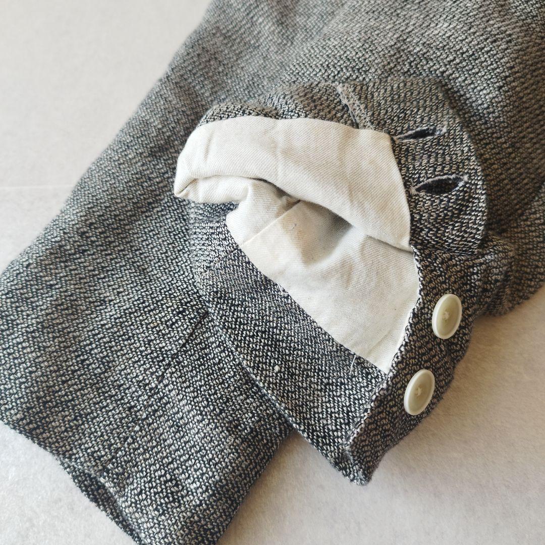 【美品】イチアンティークス 5釦リネンジャケット 麻100% チャコールグレー