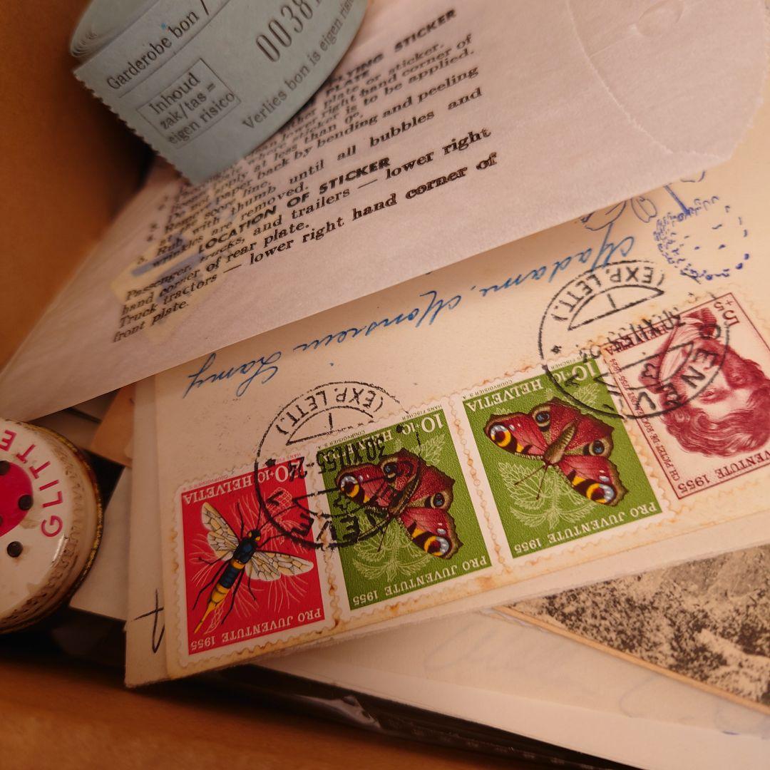 80サイズ/たっぷりephemeral box☆ヴィンテージ海外紙モノ/蚤の市