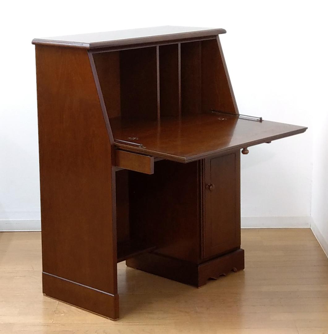 程度良 越後民芸 欅 渦杢 杢目 ライティングデスク ビューロー パソコンデスク