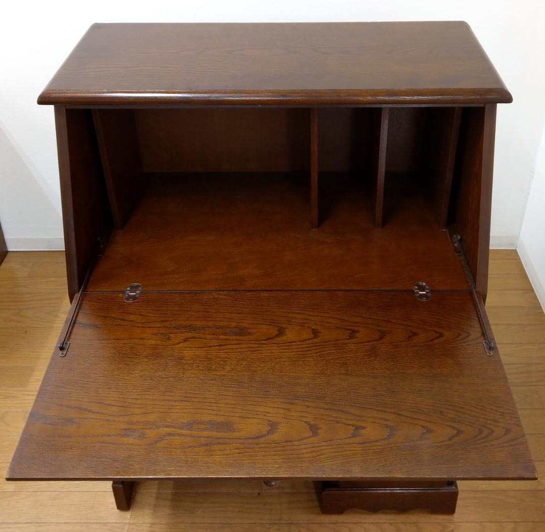 程度良 越後民芸 欅 渦杢 杢目 ライティングデスク ビューロー パソコンデスク