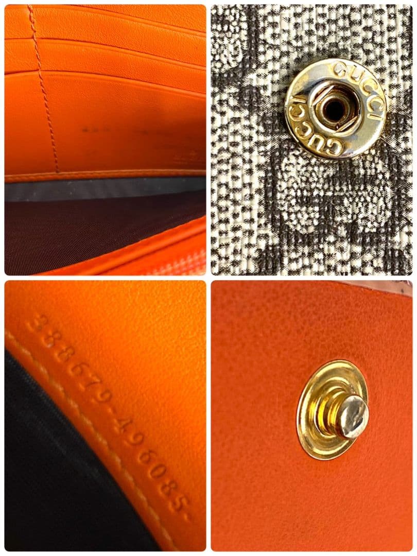 【美品】GUCCI GGスプリーム 長財布 リボン ゴールド金具 エナメル