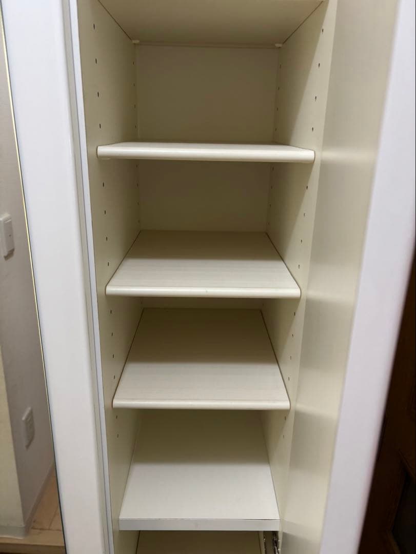 ホワイトシューズキャビネット ミラー付き