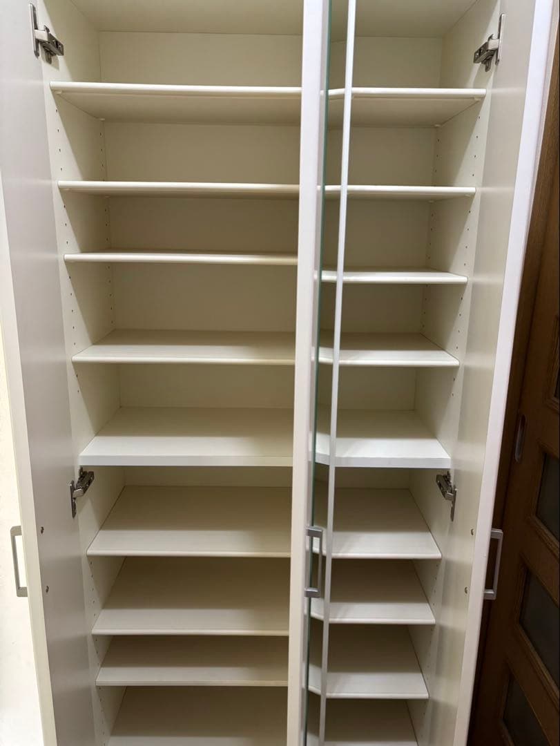 ホワイトシューズキャビネット ミラー付き