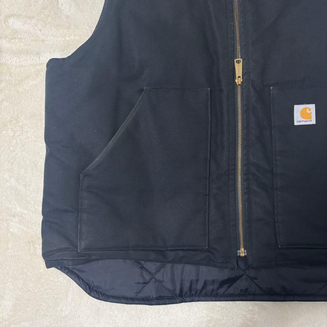カーハート Carhartt　ダックベスト　黒　キルティング　XL　メキシコ製