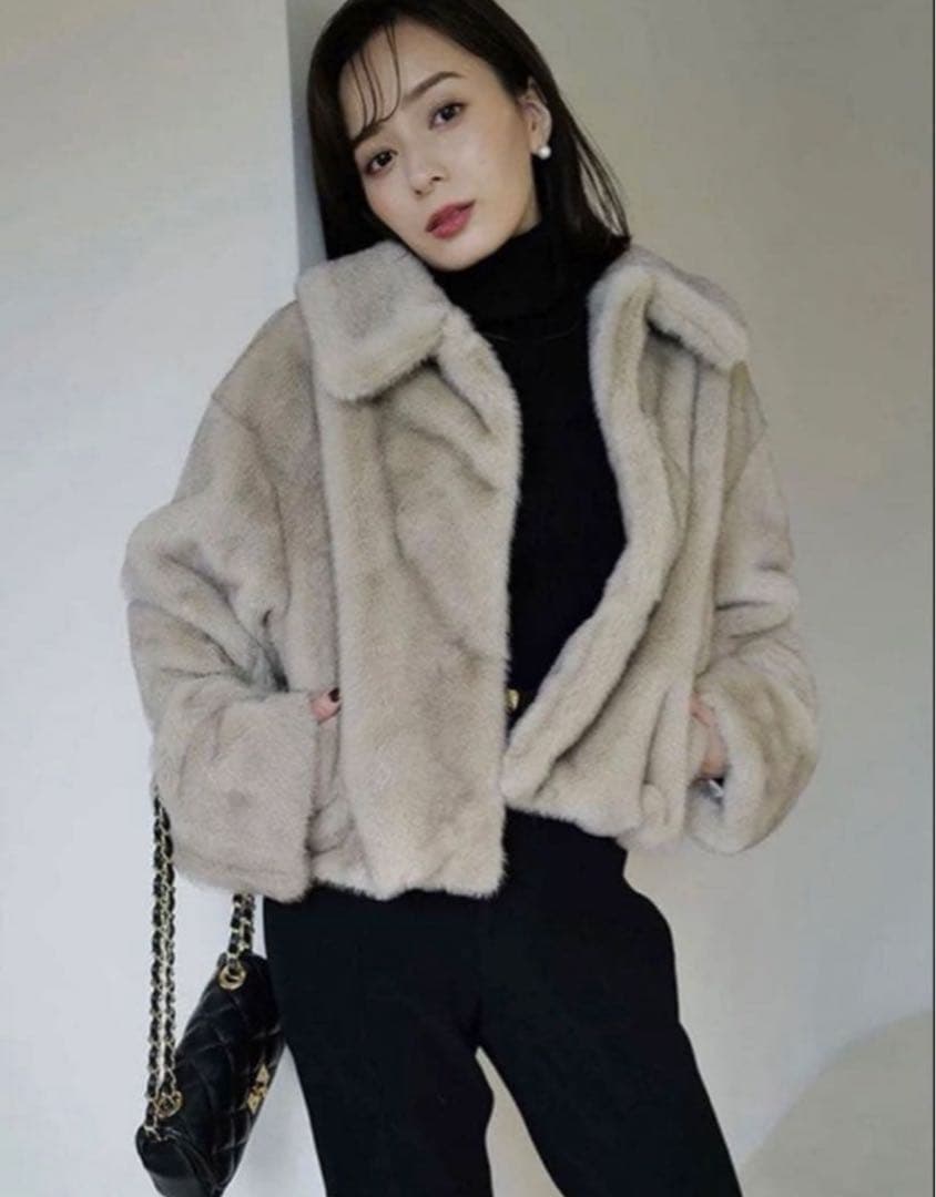 anuans ステンカラーショートファーコート