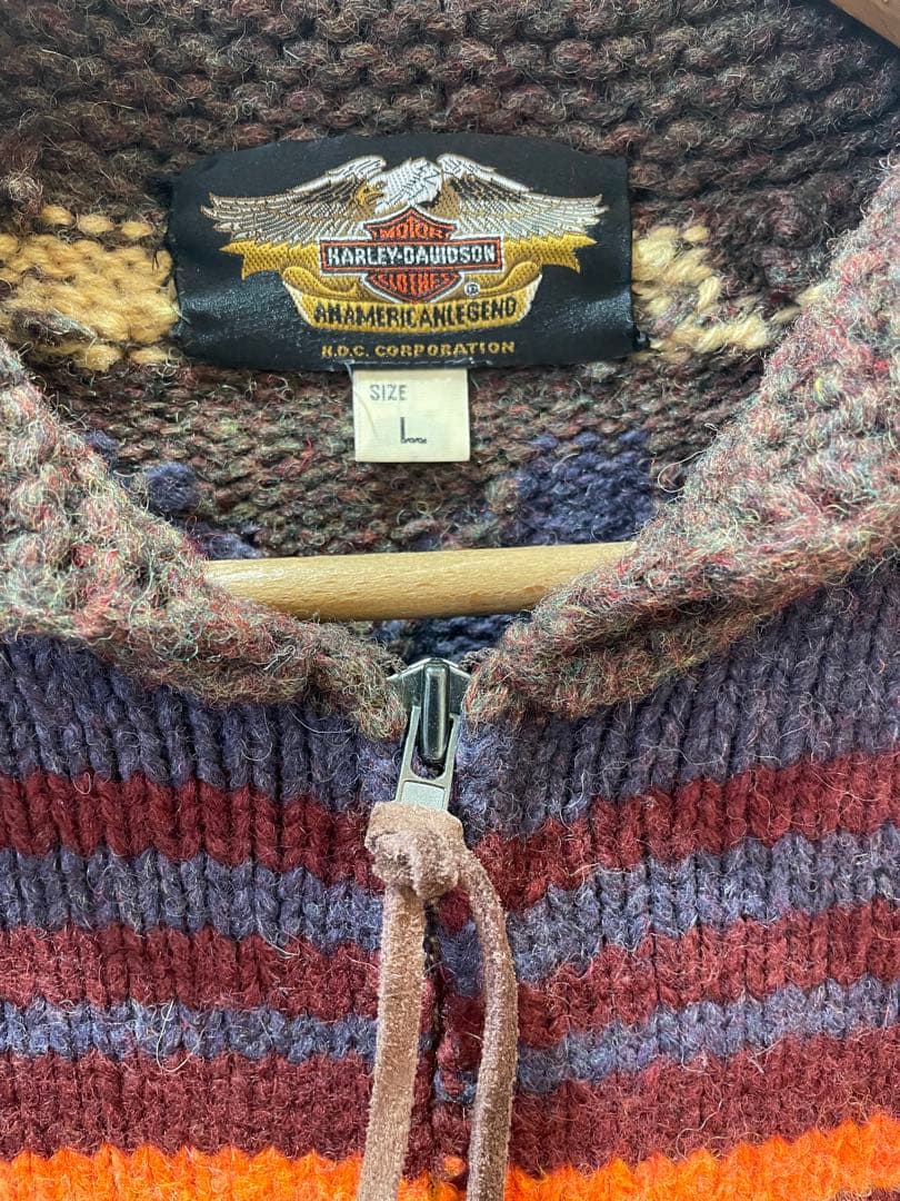 ⭐︎美品　Harley-Davidson カウチンセーターLブラウンウール100%