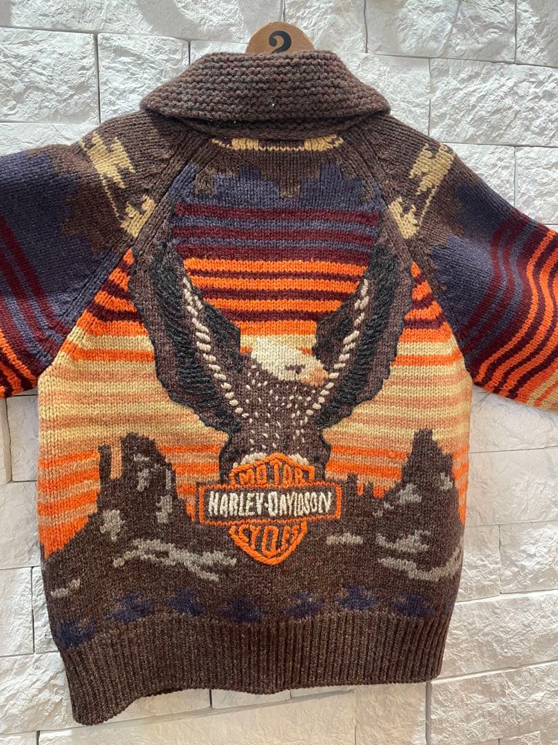 ⭐︎美品　Harley-Davidson カウチンセーターLブラウンウール100%