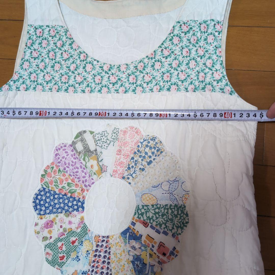 70s花柄パッチワークキルティングノースリーブロングワンピース