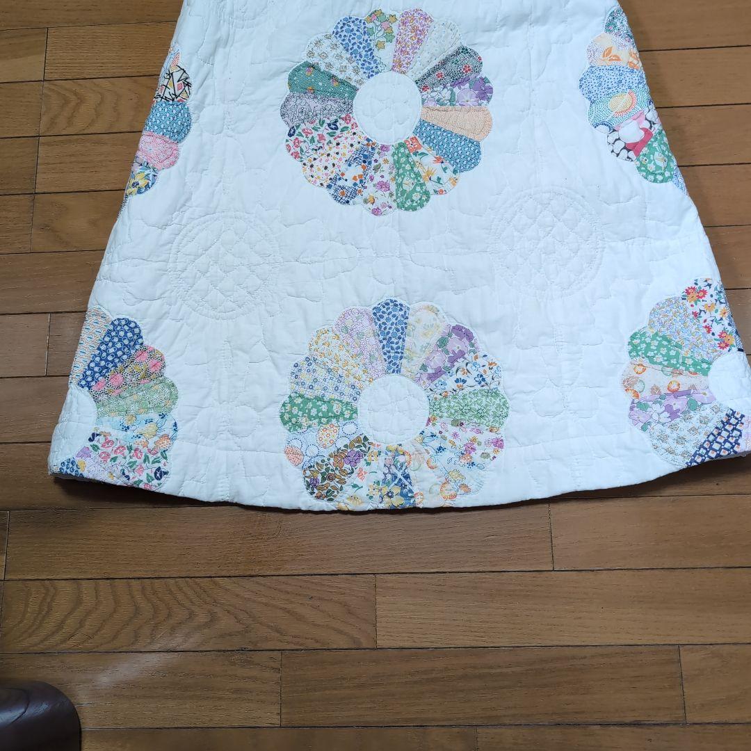 70s花柄パッチワークキルティングノースリーブロングワンピース