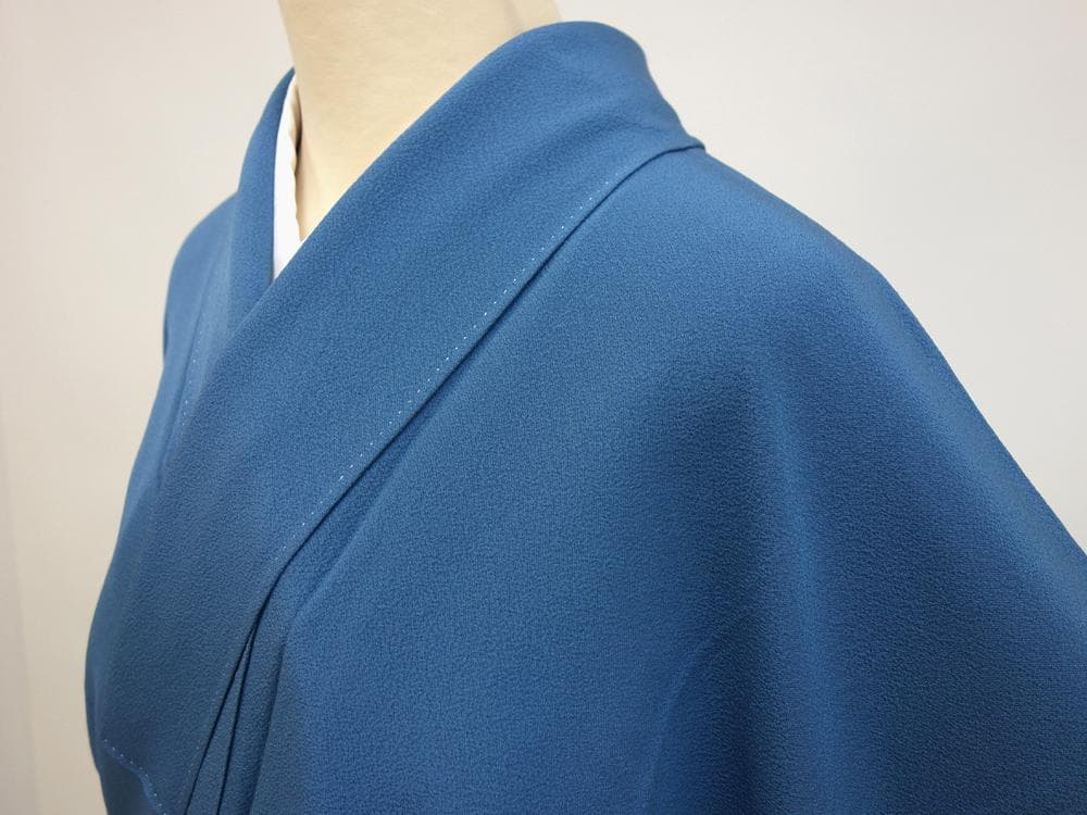 未使用美品 Lサイズ　色無地 堅牢染 紋 ガード加工 青■ON80112-19