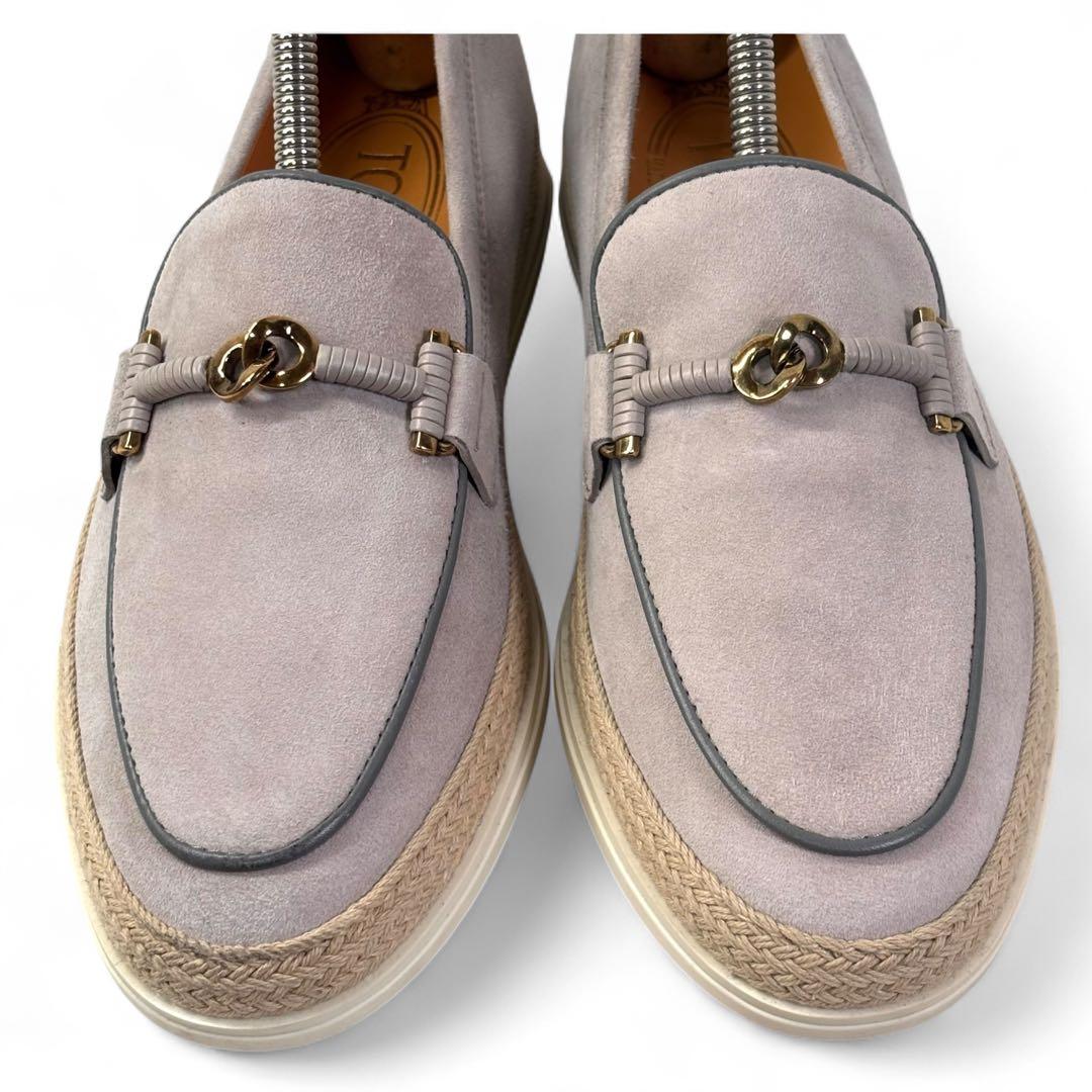 美品 トッズ 34 21 スエード ローファー ホースビット スリッポン