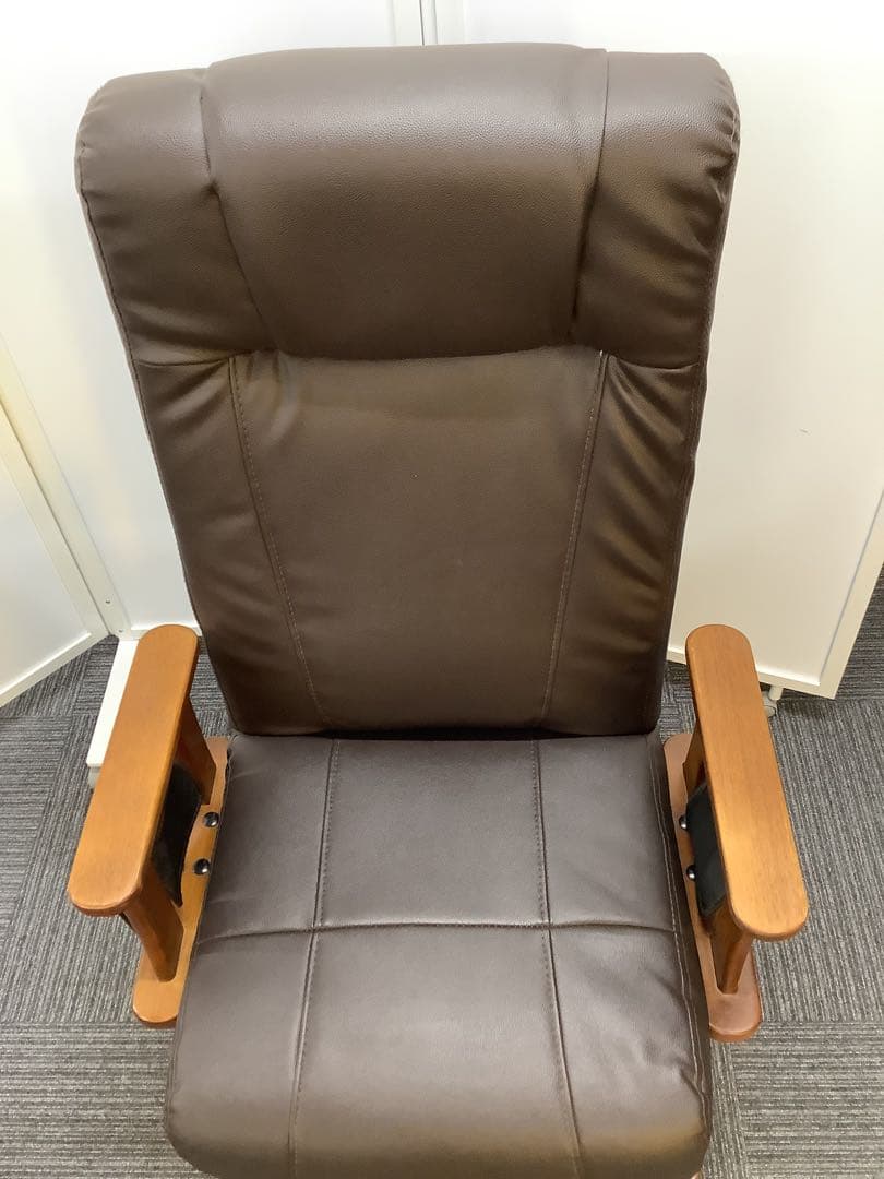 高座椅子 高齢者用 リクライニング 肘掛け付き 疲れにくい木製 レザー調