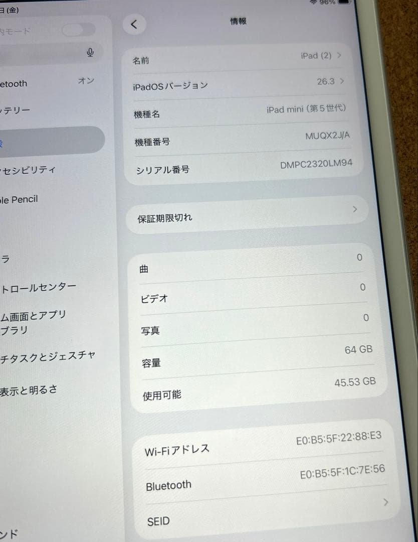iPad mini5 第5世代 64GB (10) 91%