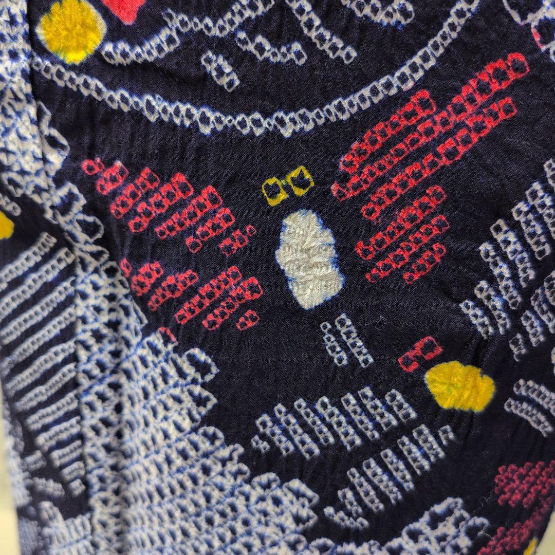 【有松絞り】赤とんぼ、うちわ柄、帯めだか♡ 居敷き当て、肩当て有り