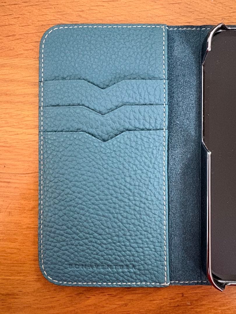 Bonaventura 手帳型iPhone12mini ブルーシアン