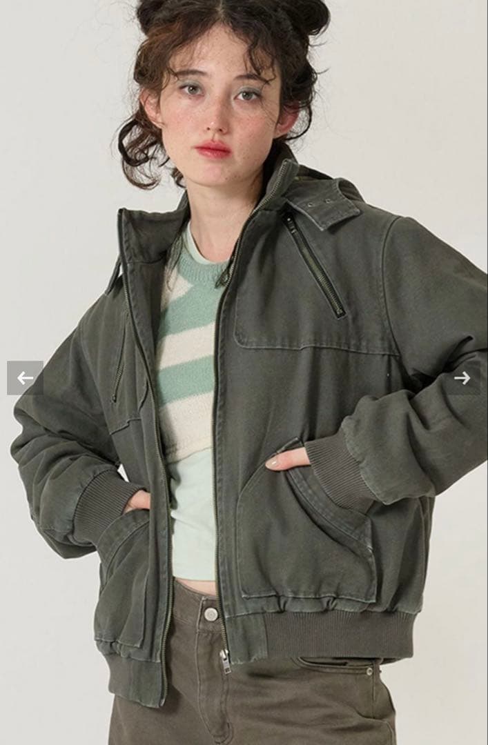 TINA:JOJUN ジップアップフード付き ボンバージャケット