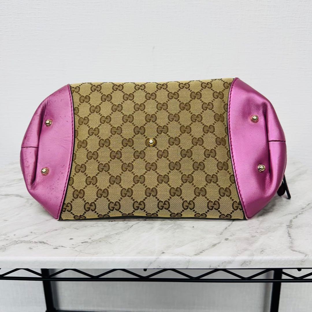 ✨GUCCI✨グッチ✨GG柄✨ブラウン✨ピンク✨ハンドバッグ✨