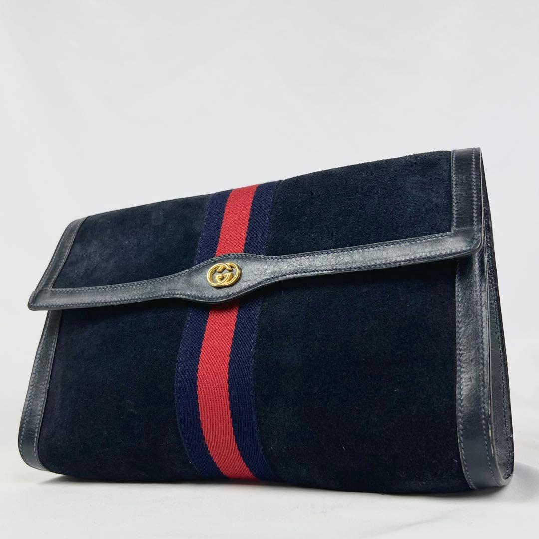 GUCCI シェリーライン スエード インターロッキング クラッチバッグ