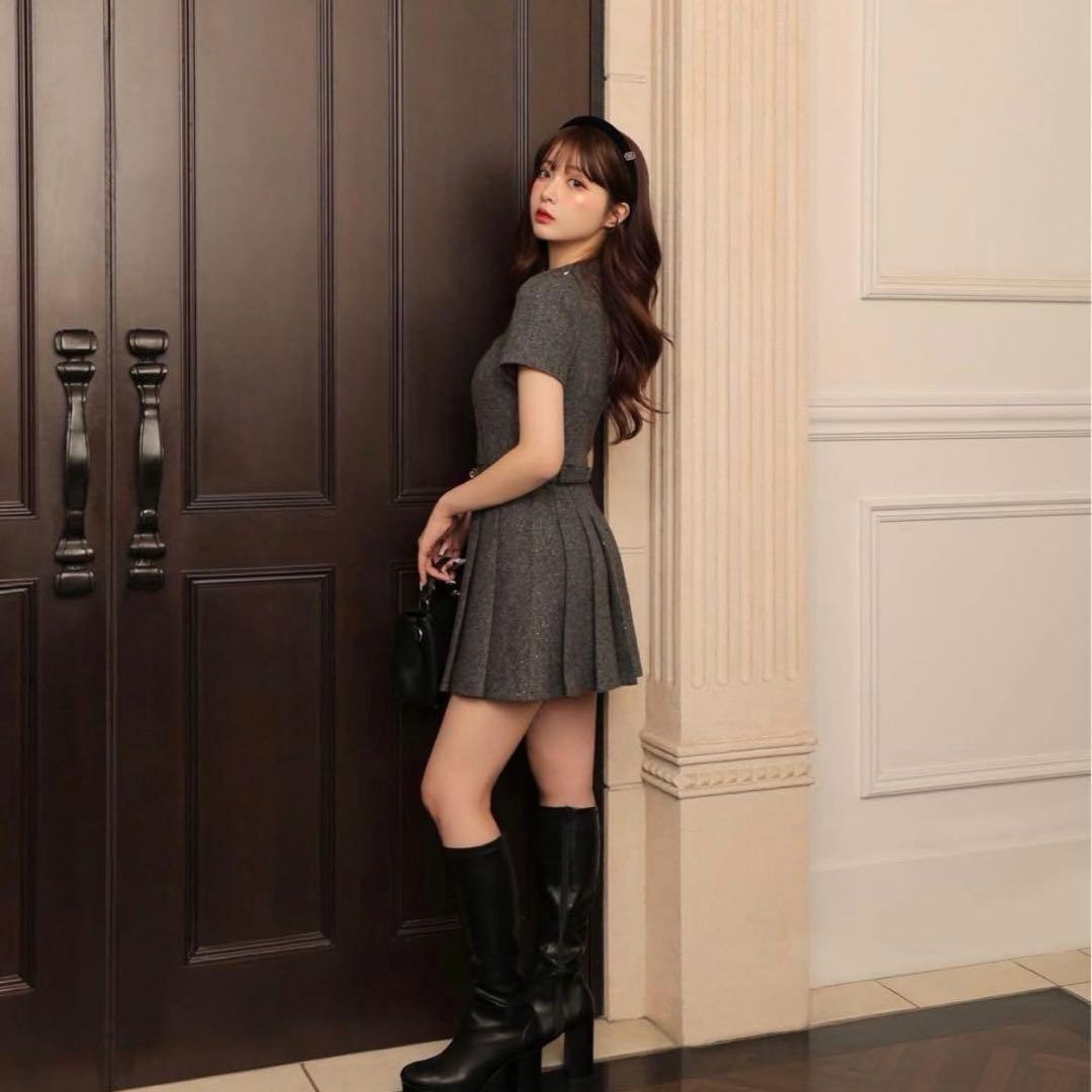 エムミーエメ M me eme クラシカルヘリンボーンミニワンピース