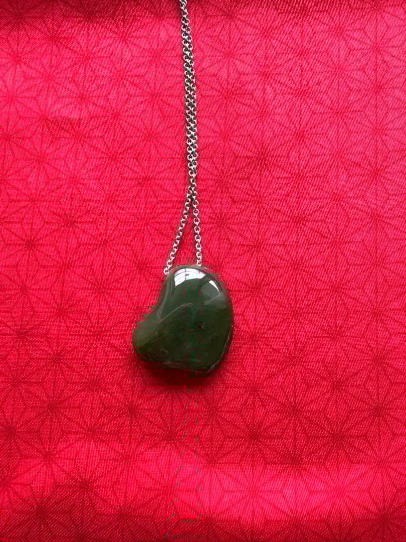 希少ティファニー翡翠 ハート型 シルバーネックレス