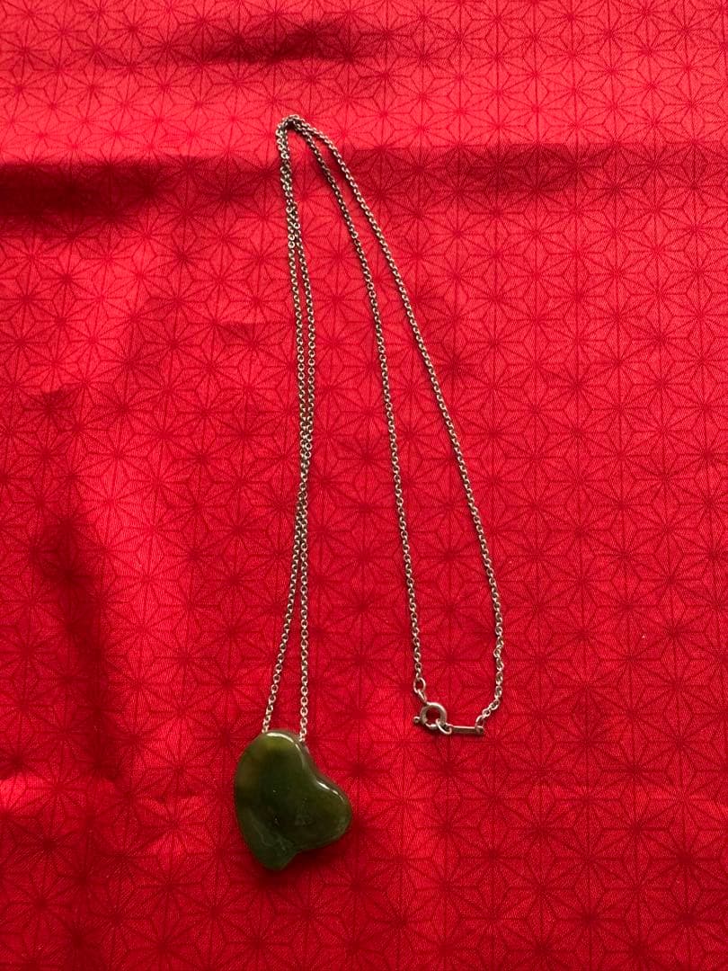 希少ティファニー翡翠 ハート型 シルバーネックレス