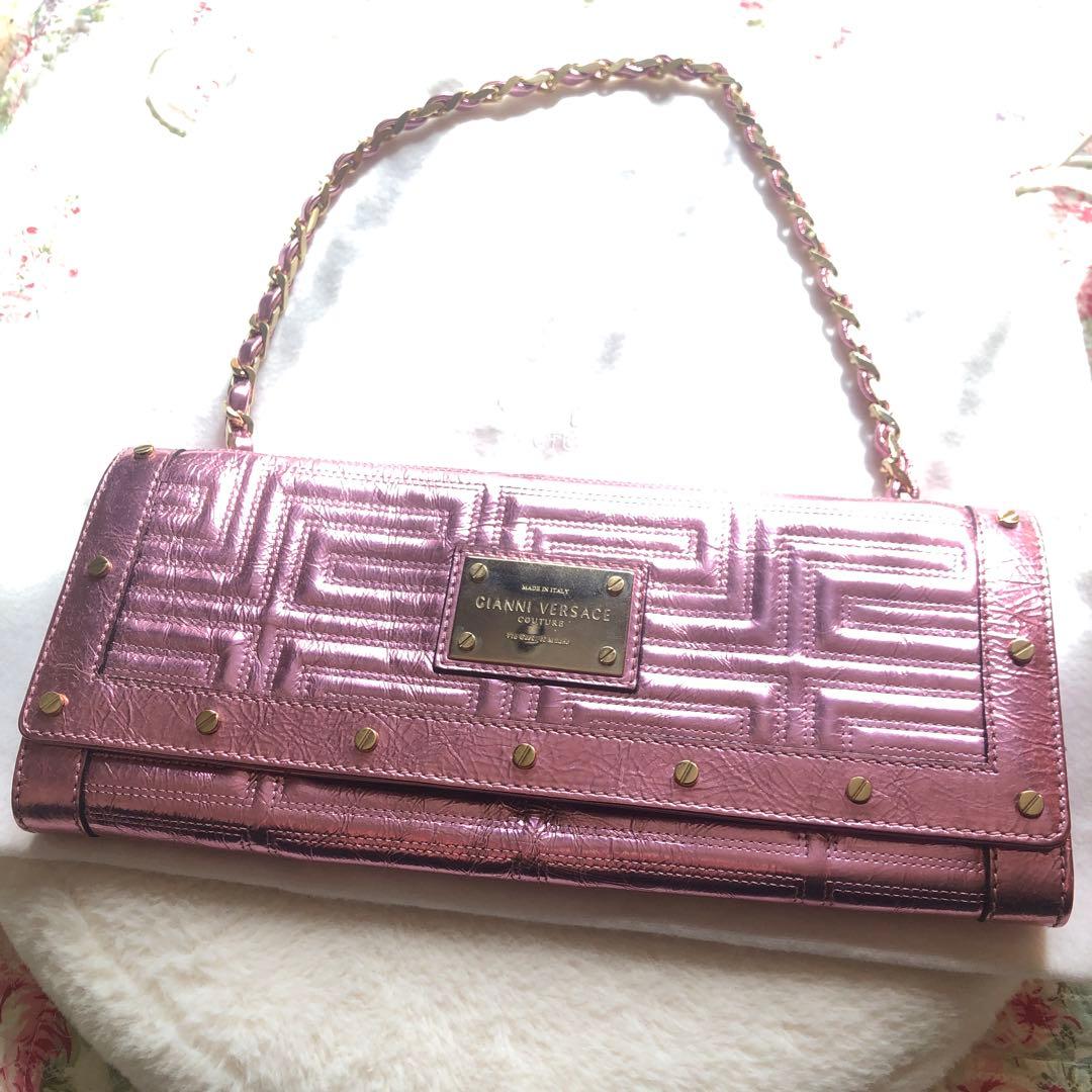 GIANNI VERSACE シャイニーピンク　クラッチ　ショルダー　バッグ