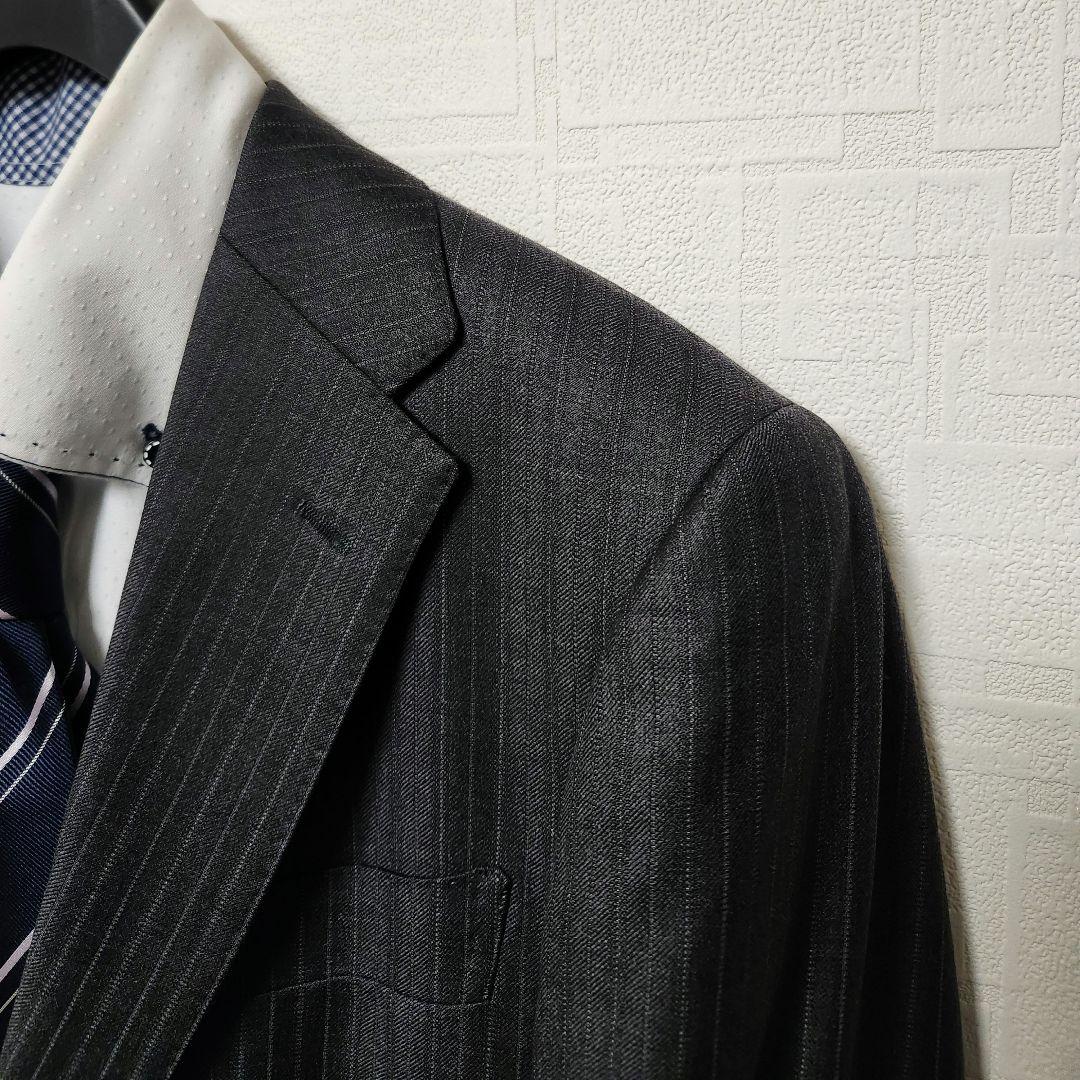 ゼニア　メンズ　スーツ　グレー　ストライプ　44