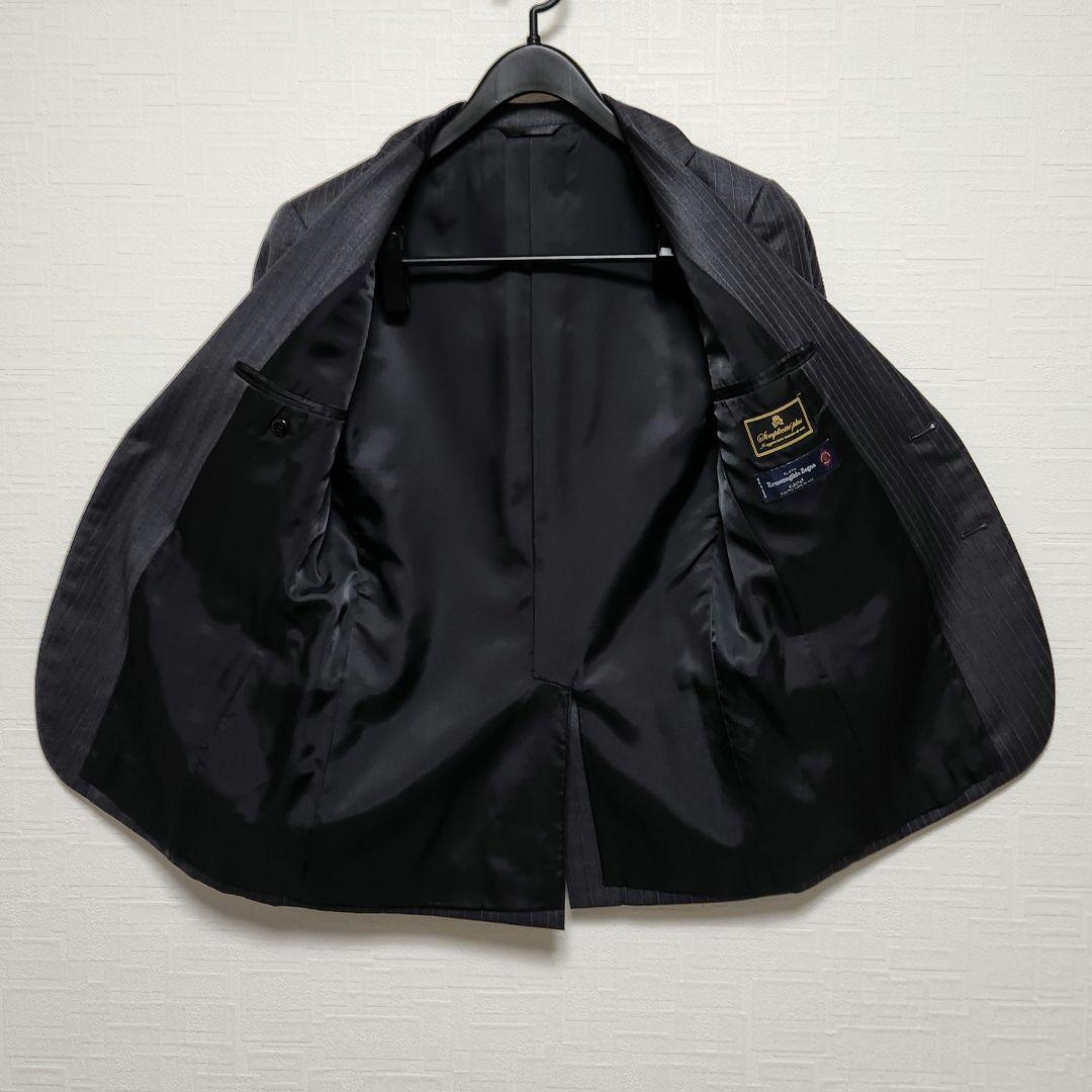 ゼニア　メンズ　スーツ　グレー　ストライプ　44