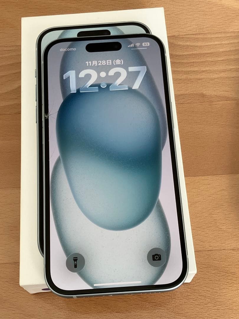 画面割れ iPhone15 本体 青 128GB iPhone 15 Apple