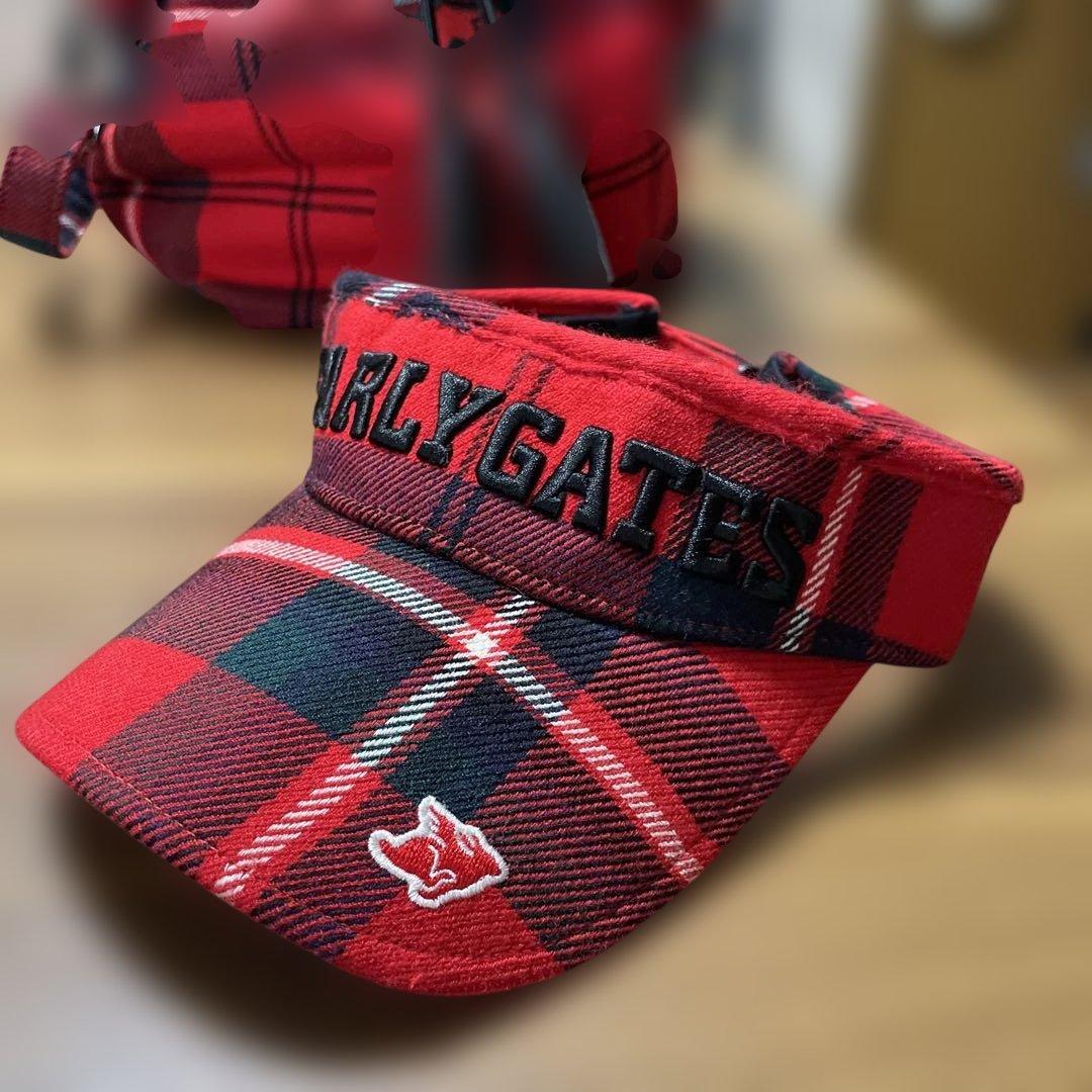 パーリーゲイツ⭐︎チェック柄 セーター・バイザー　カートバック３点セット