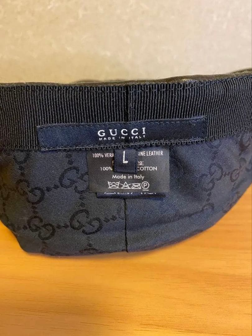 GUCCI 本革 ベレー帽 L 黒
