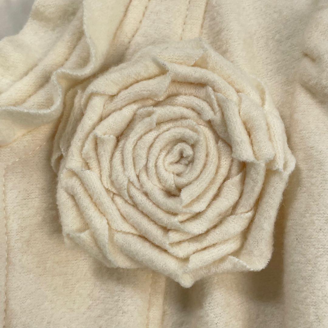 ☆高級☆エムズグレイシー　フェルトコサージュ付きウールジャケット　アイボリー