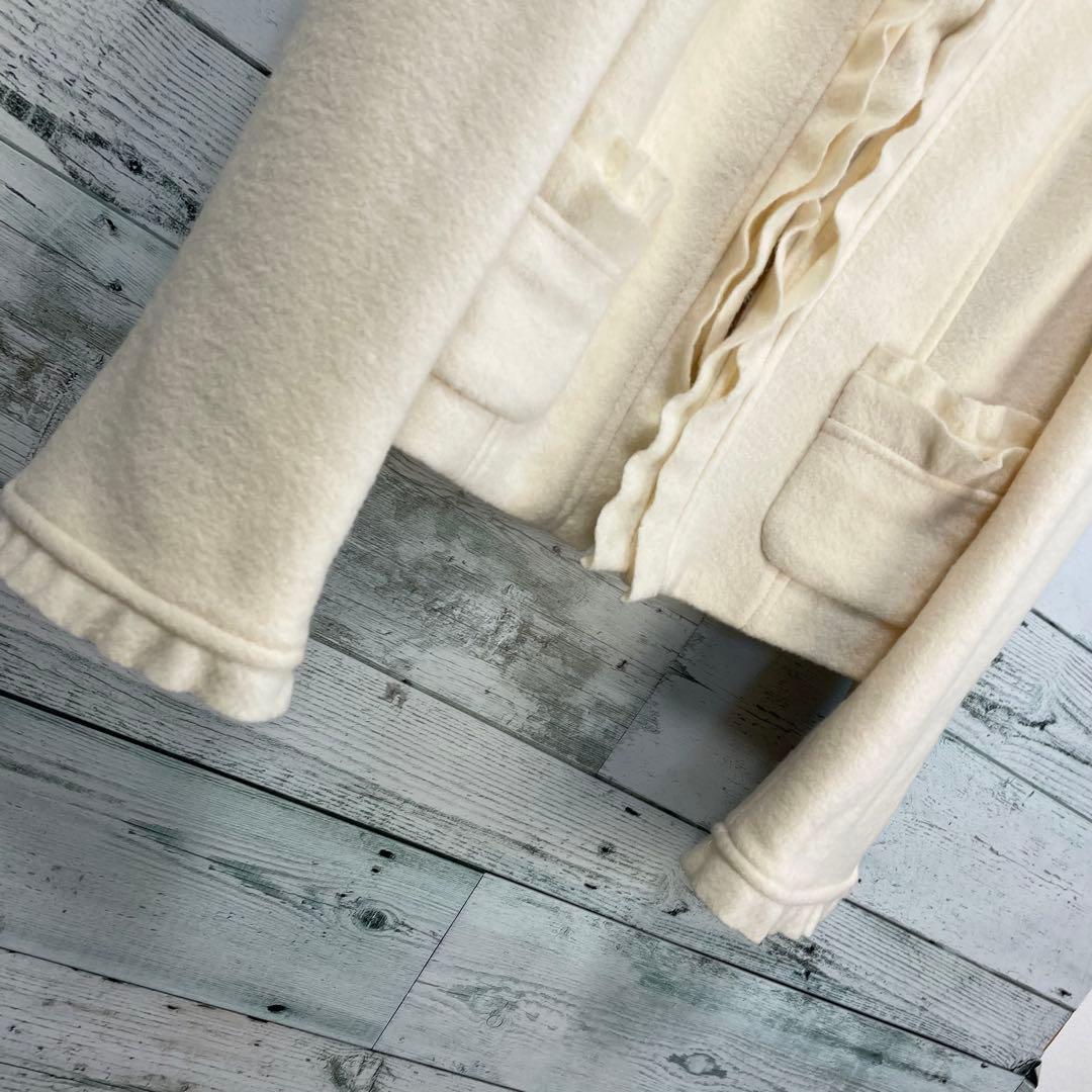 ☆高級☆エムズグレイシー　フェルトコサージュ付きウールジャケット　アイボリー