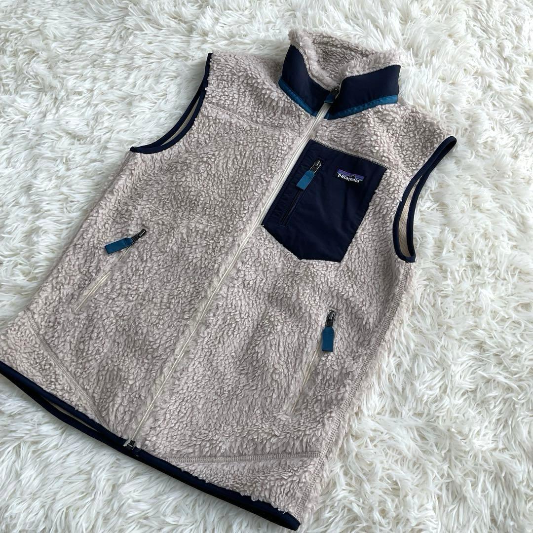 パタゴニア レトロ ベスト Sサイズ フリース ベージュxネイビー