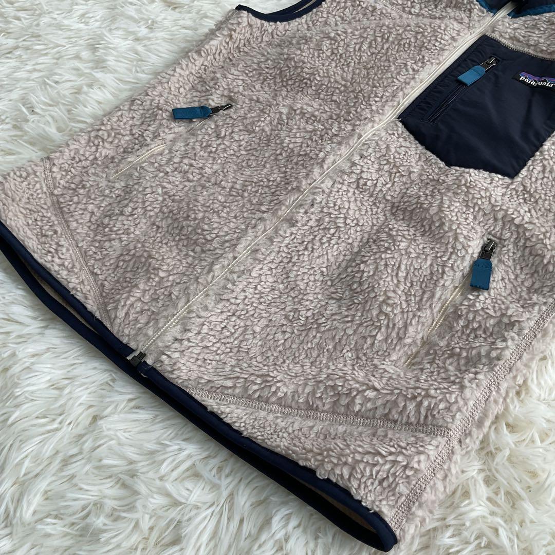 パタゴニア レトロ ベスト Sサイズ フリース ベージュxネイビー