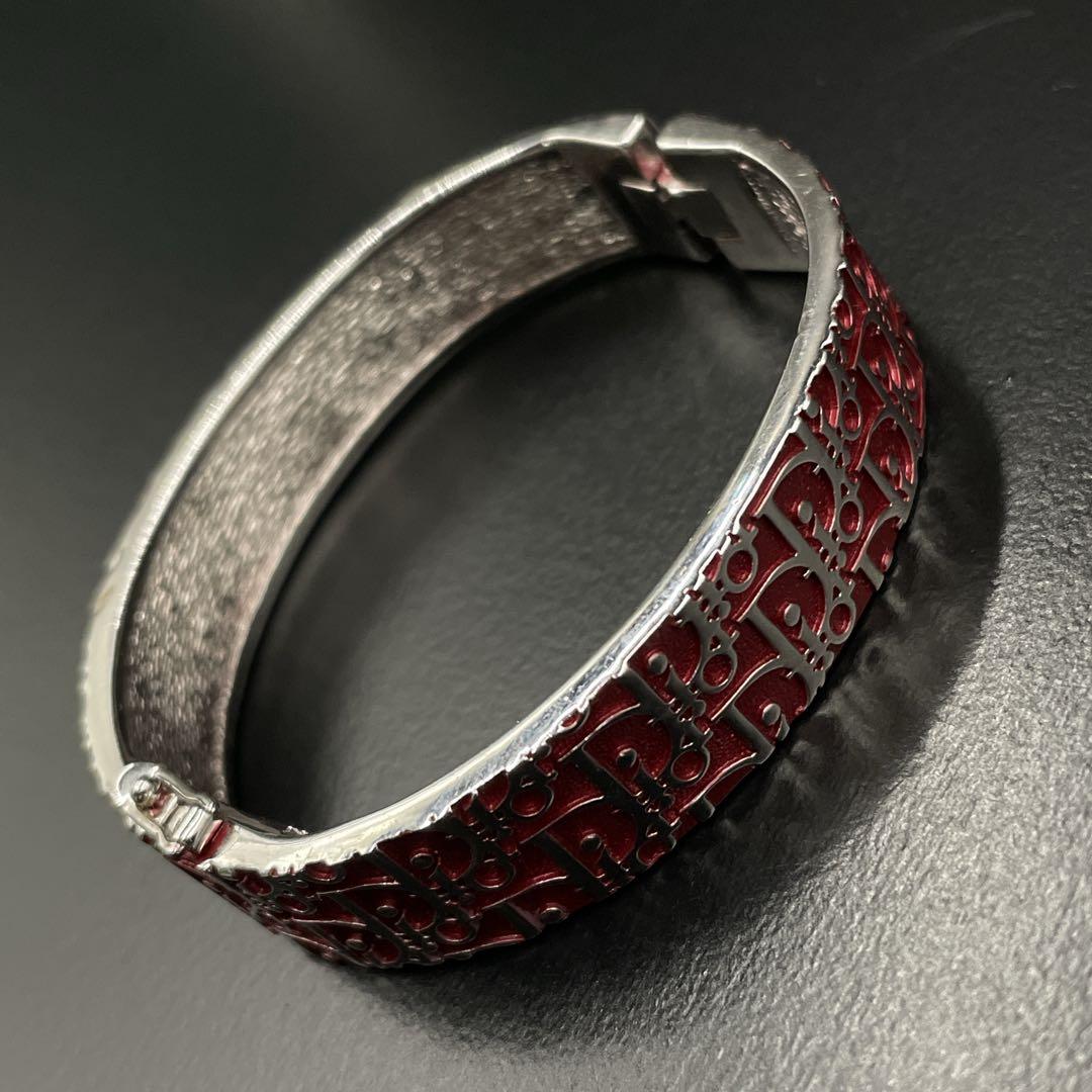 希少　オールド　ディオール　トロッター　ロゴ　ボルドー　ブレスレット　バングル