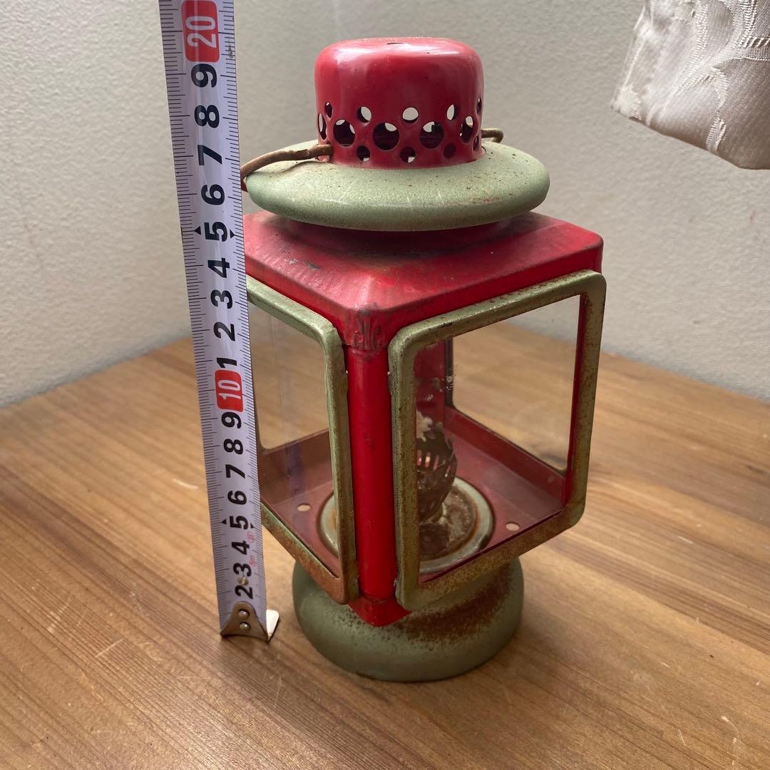 レア　オイルランプ　ランタン　カンテラ　ハリケーン　赤　ビンテージ　四角